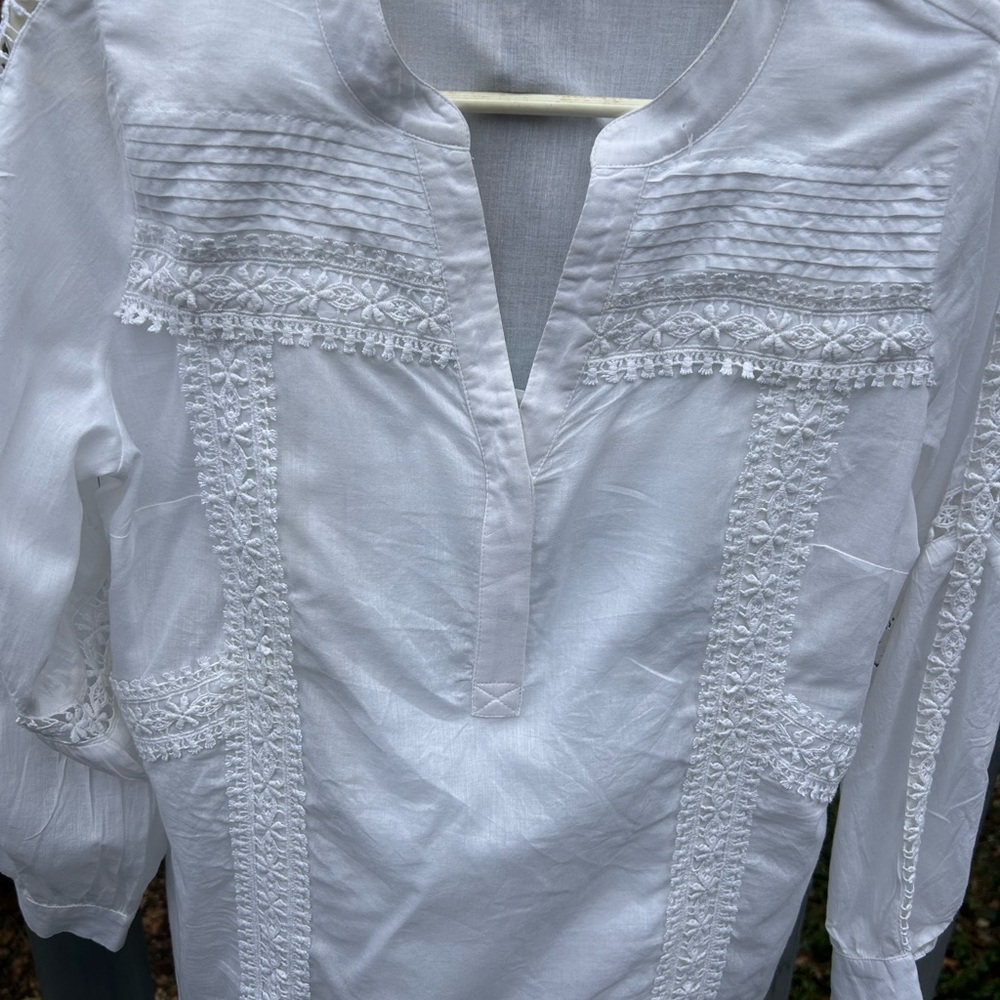 Soft Surroundings White Lace  Blouse
